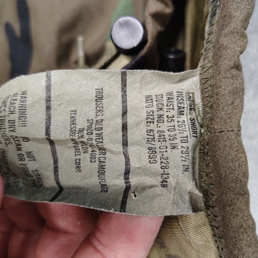 US Military Pants Men Large Short Woodland Rain Pants Gore Extended Cold Weather